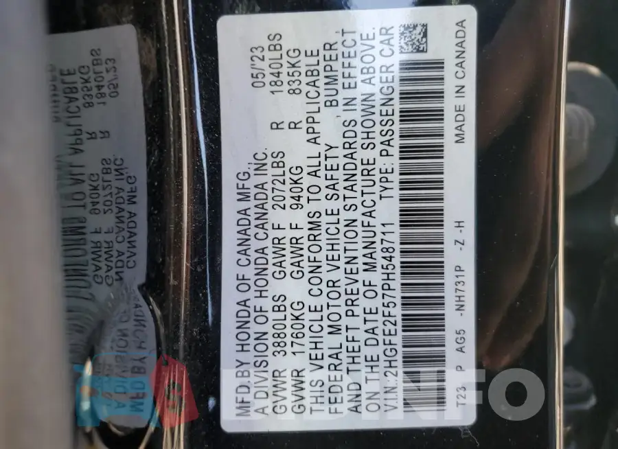 2HGFE2F57PH548711 Photo# 12