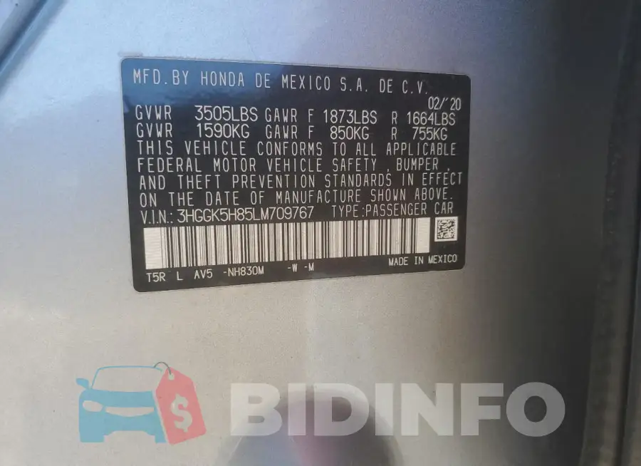 3HGGK5H85LM709767 Photo# 11