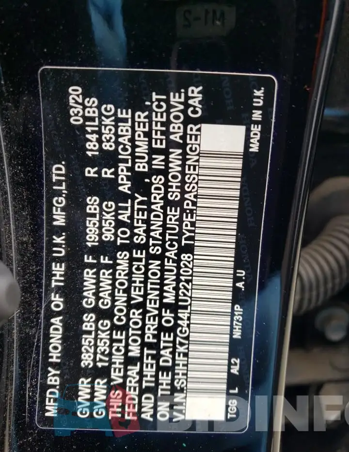 SHHFK7G44LU221028 Photo# 12