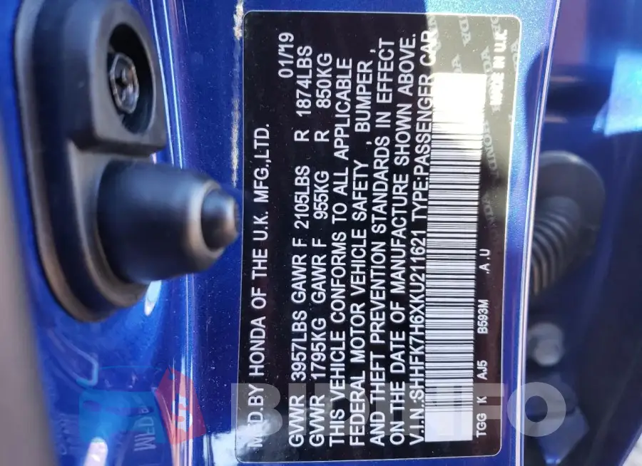 SHHFK7H6XKU211621 Photo# 13