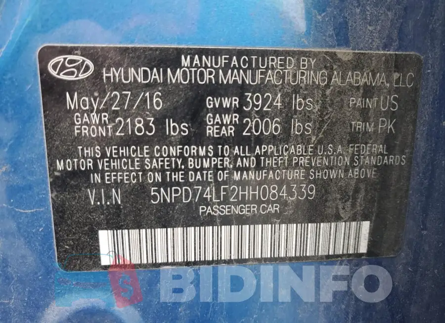 5NPD74LF2HH084339 Photo# 12