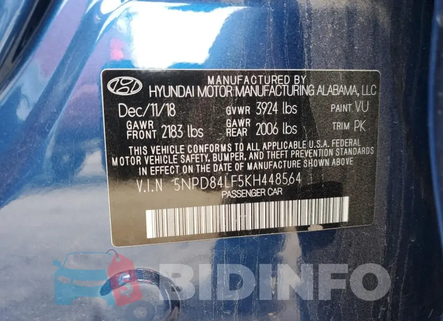 5NPD84LF5KH448564 Photo# 12