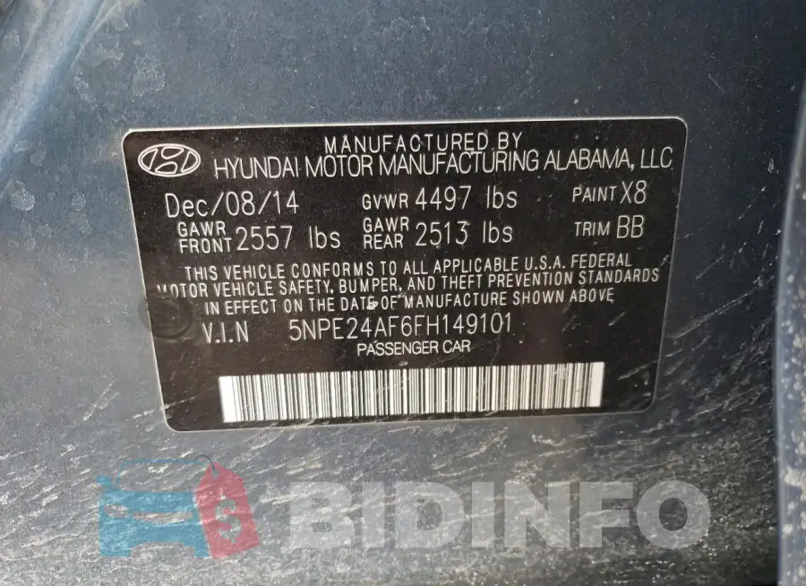 5NPE24AF6FH149101 Photo# 12