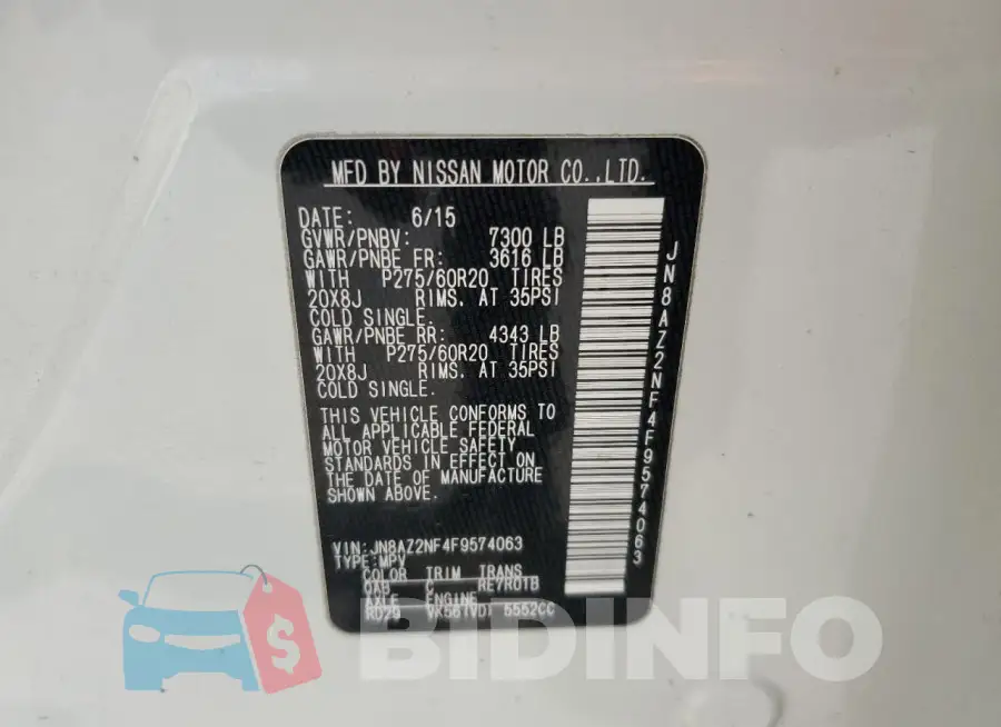 JN8AZ2NF4F9574063 Photo# 13