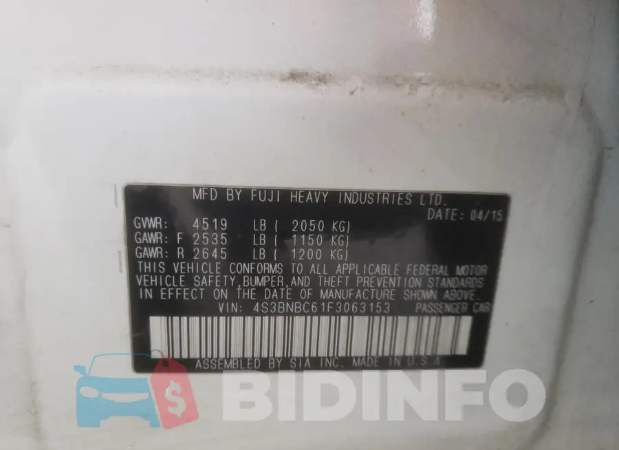 4S3BNBC61F3063153 Photo# 13