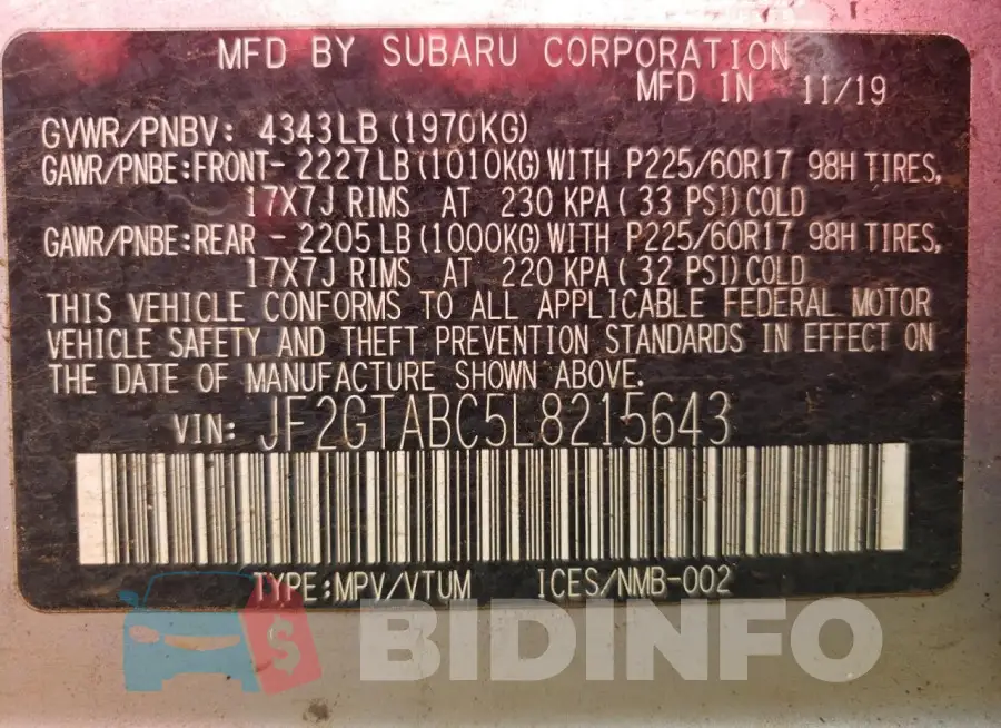 JF2GTABC5L8215643 Photo# 13