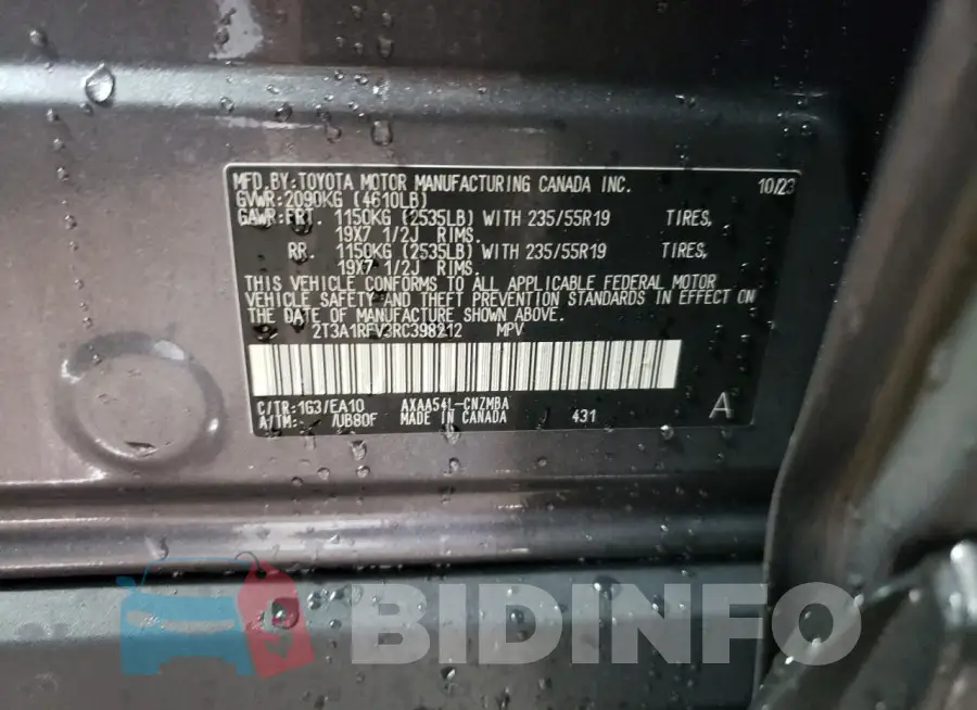 2T3A1RFV3RC398212 Photo# 13