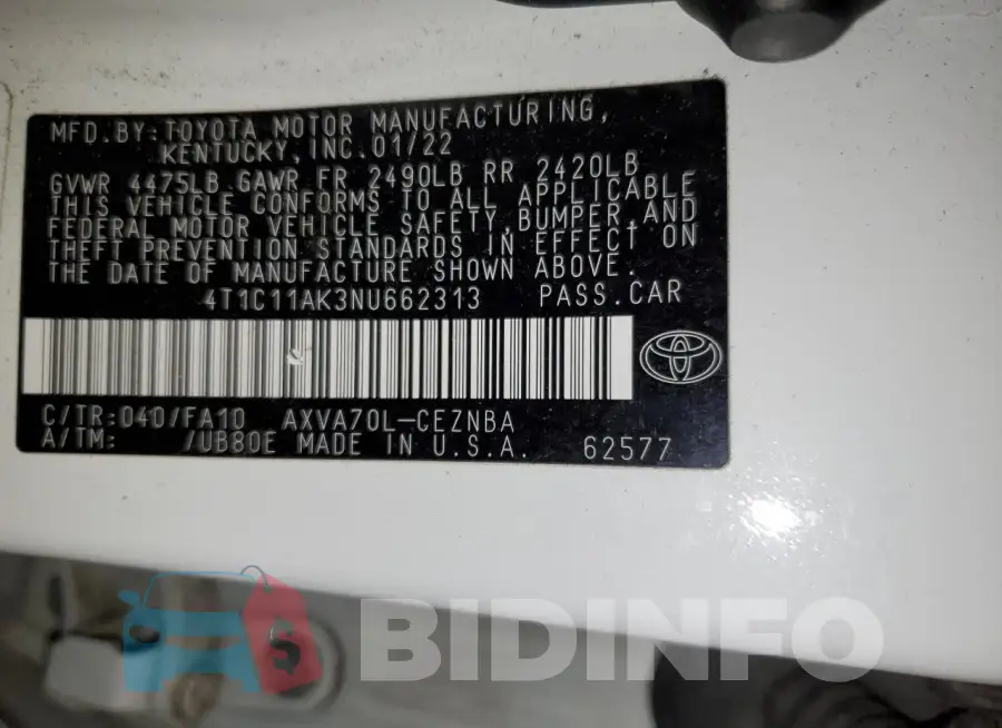 4T1C11AK3NU662313 Photo# 13