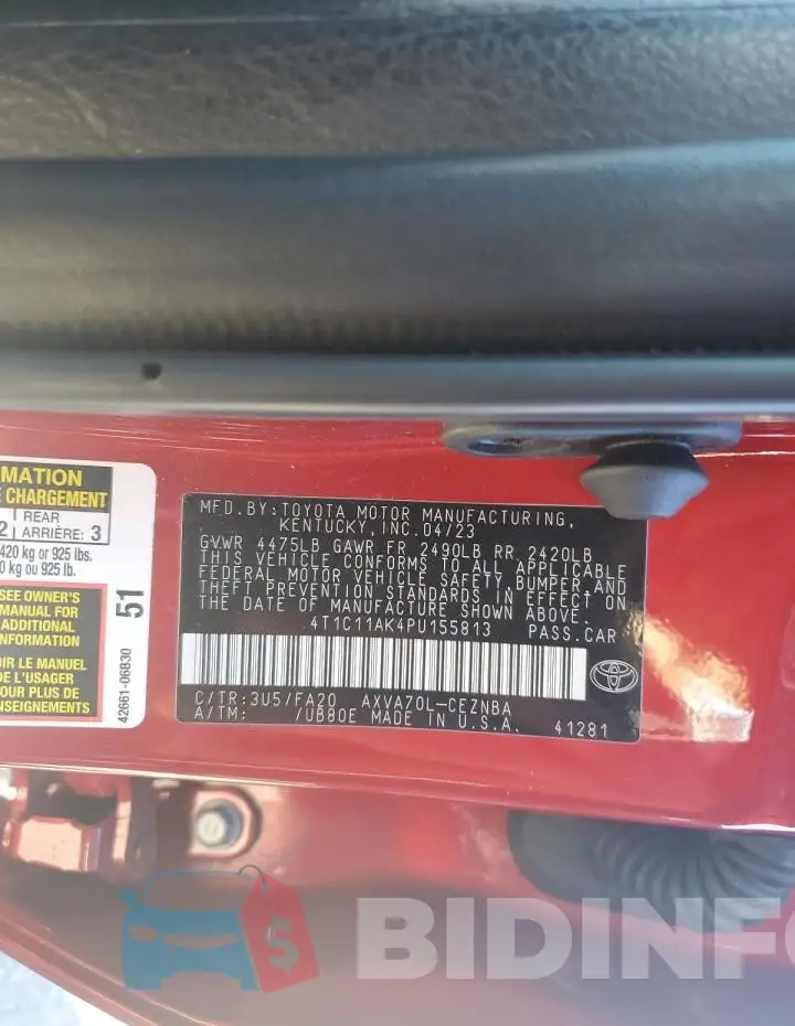 4T1C11AK4PU155813 Photo# 13