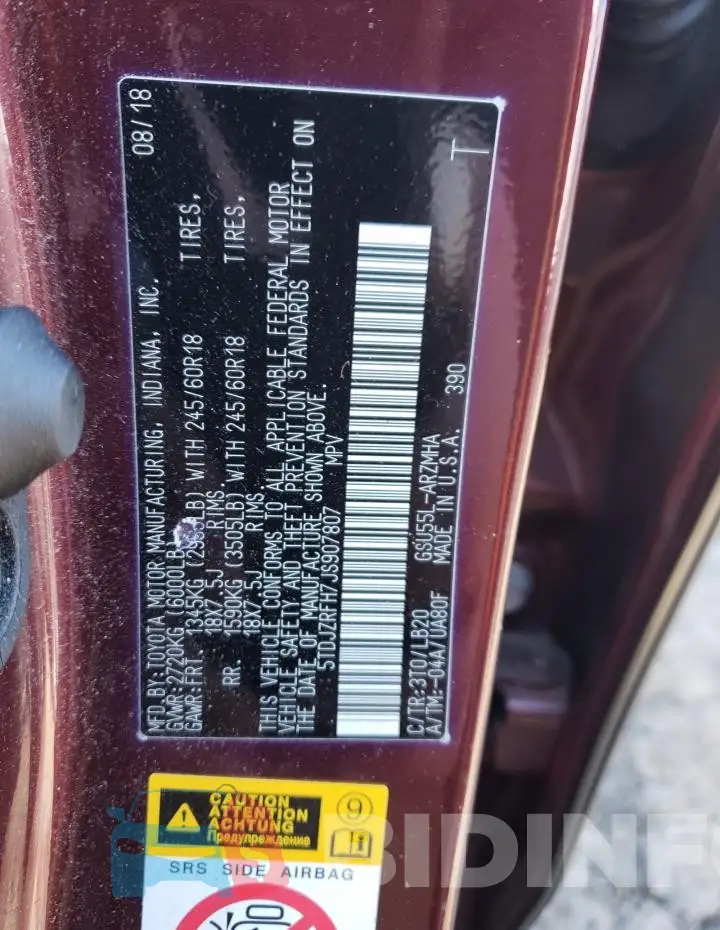 5TDJZRFH7JS907807 Photo# 13