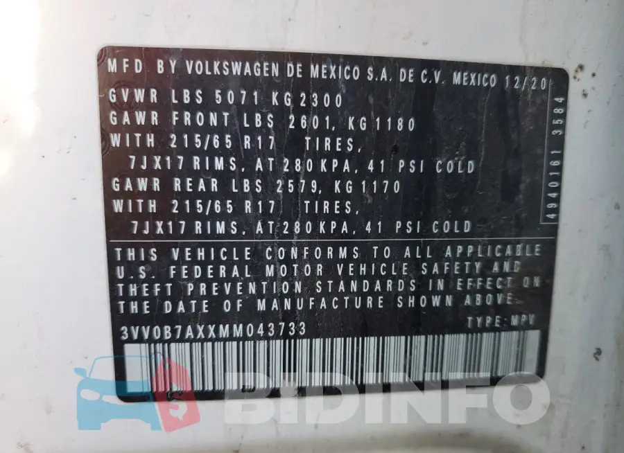 3VV0B7AXXMM043733 Photo# 12