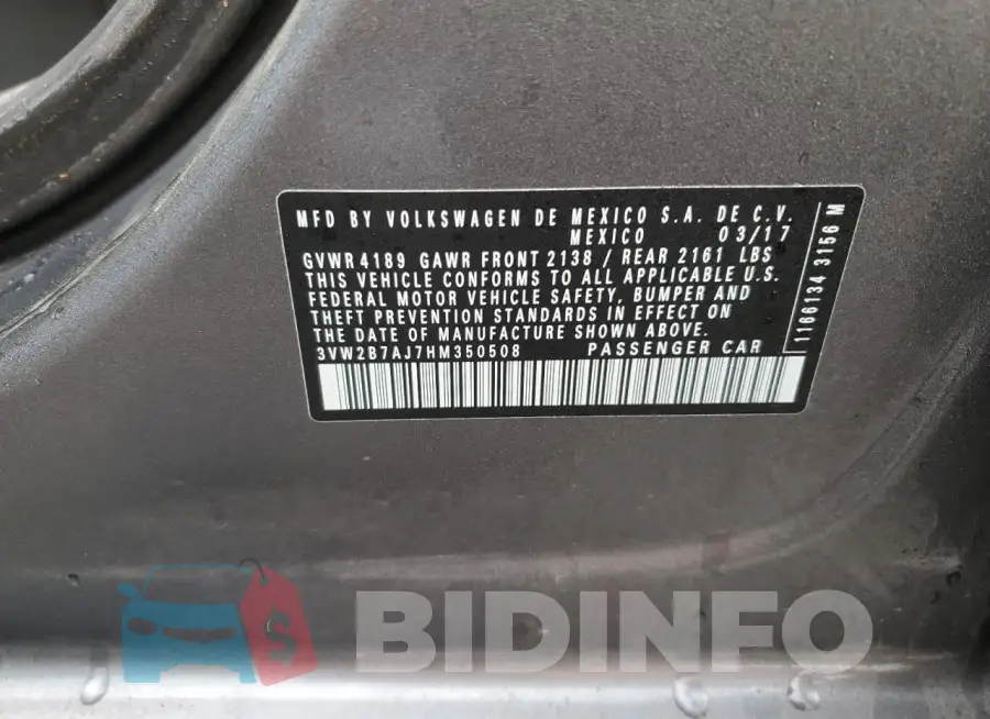 3VW2B7AJ7HM350508 Photo# 12