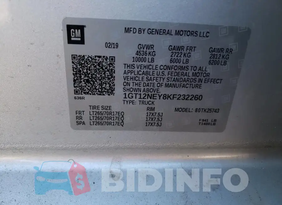 1GT12NEY8KF232260 Photo# 12