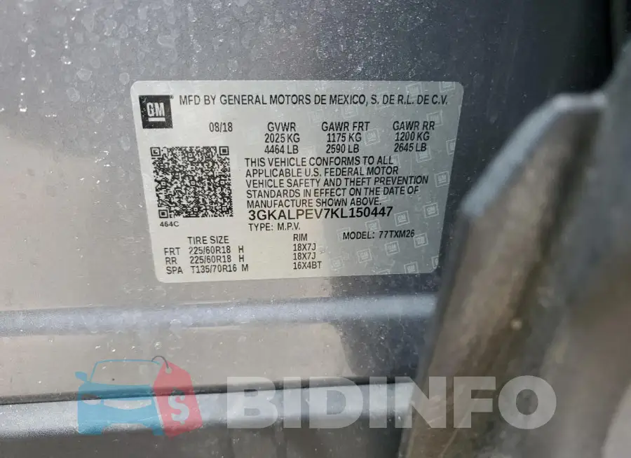 3GKALPEV7KL150447 Photo# 13