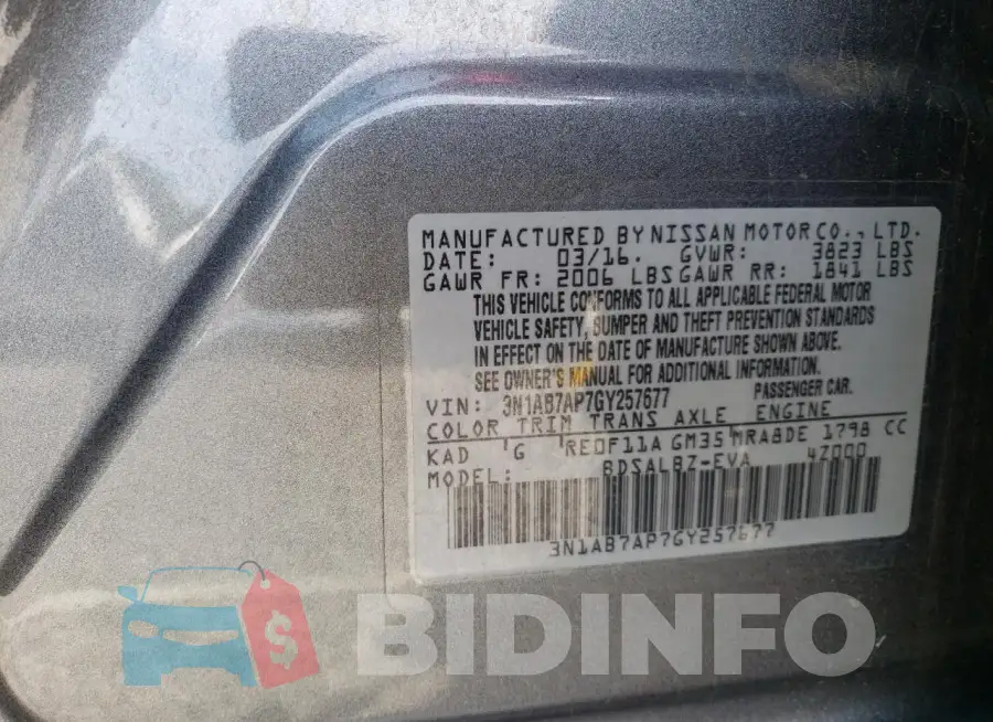 3N1AB7AP7GY257677 Photo# 12