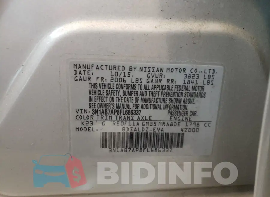 3N1AB7AP8FL686337 Photo# 10
