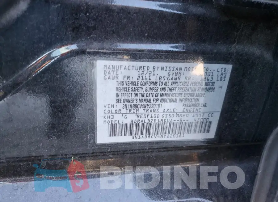 3N1AB8CV4NY220181 Photo# 12