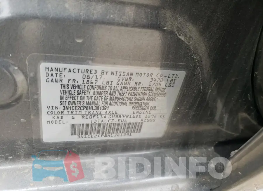 3N1CE2CP8HL381391 Photo# 13