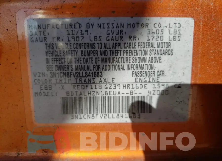 3N1CN8FV2LL841683 Photo# 13