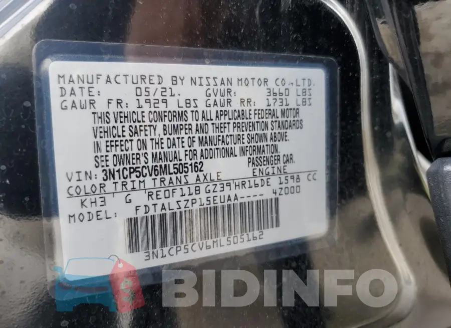 3N1CP5CV6ML505162 Photo# 14