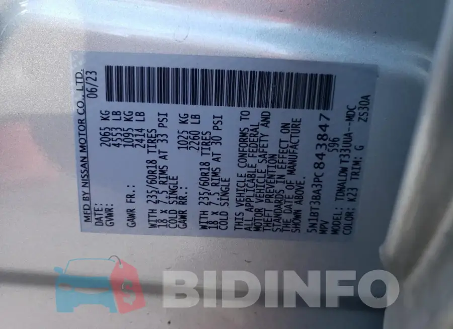 5N1BT3BA3PC843847 Photo# 14