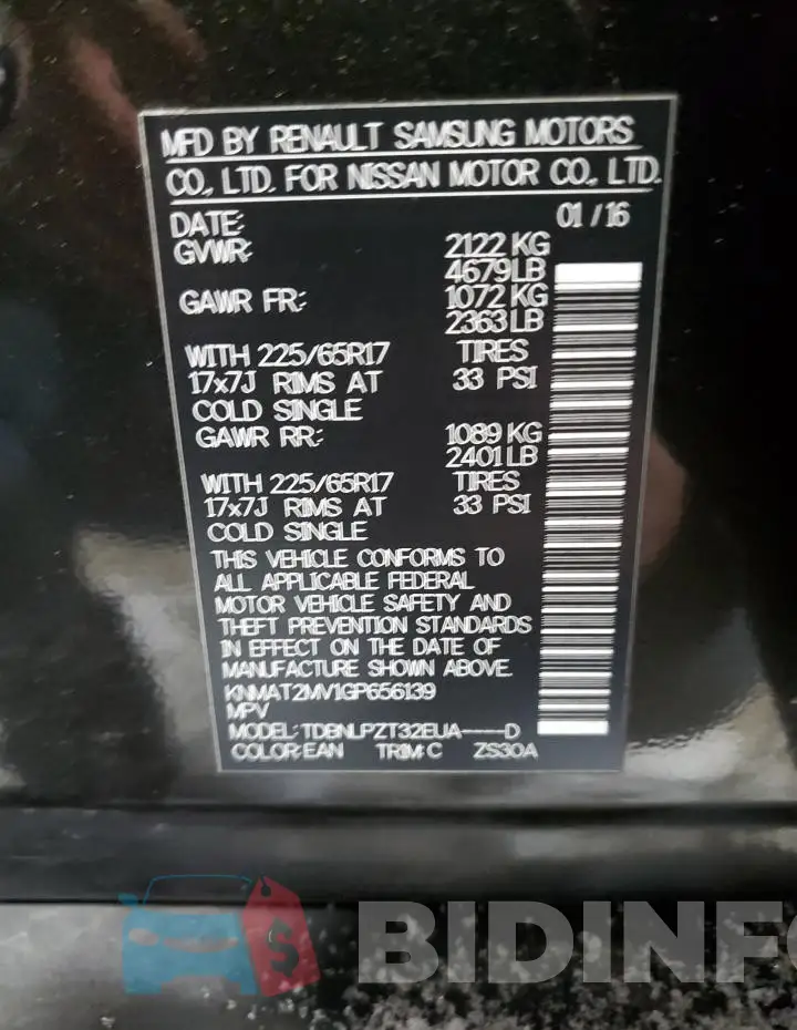 KNMAT2MV1GP656139 Photo# 12