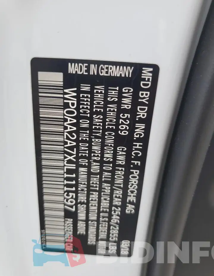WP0AA2A7XJL111597 Photo# 13