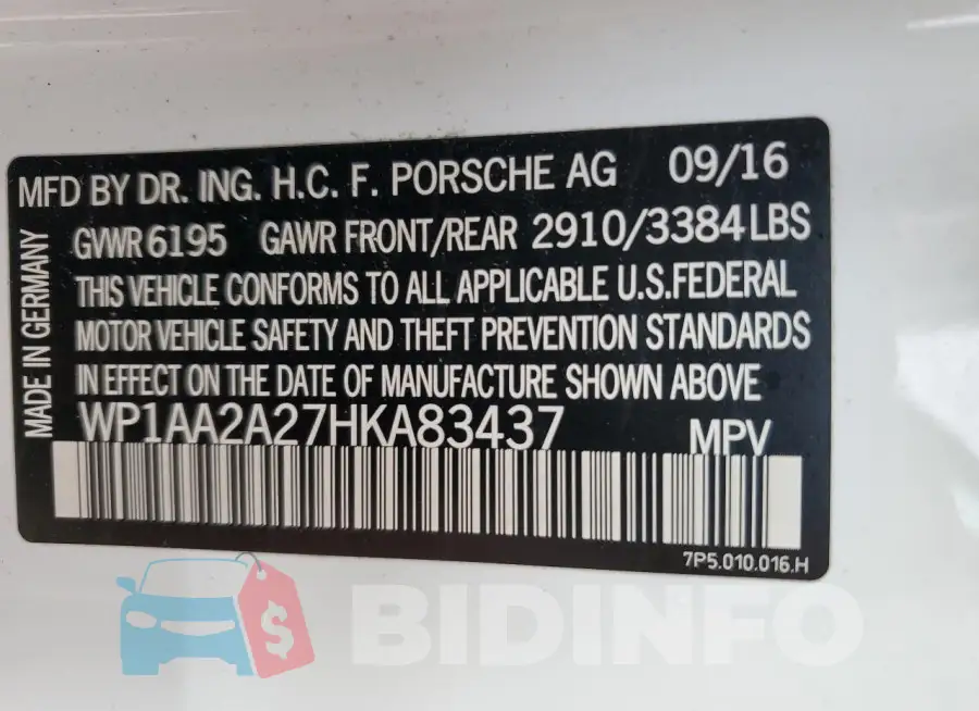 WP1AA2A27HKA83437 Photo# 13