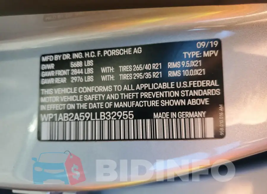 WP1AB2A59LLB32955 Photo# 12