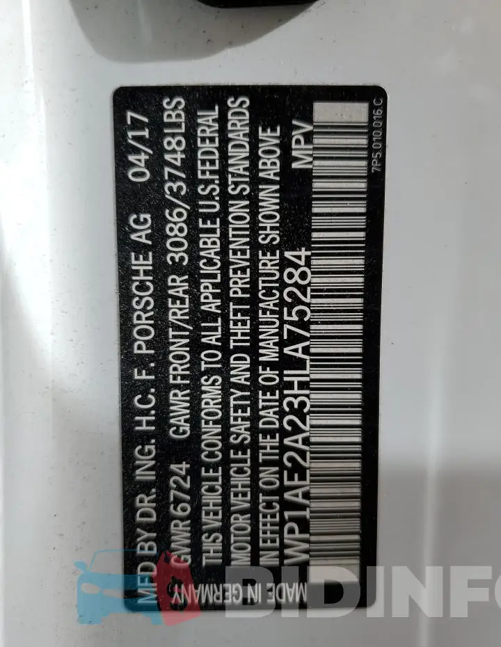 WP1AE2A23HLA75284 Photo# 12