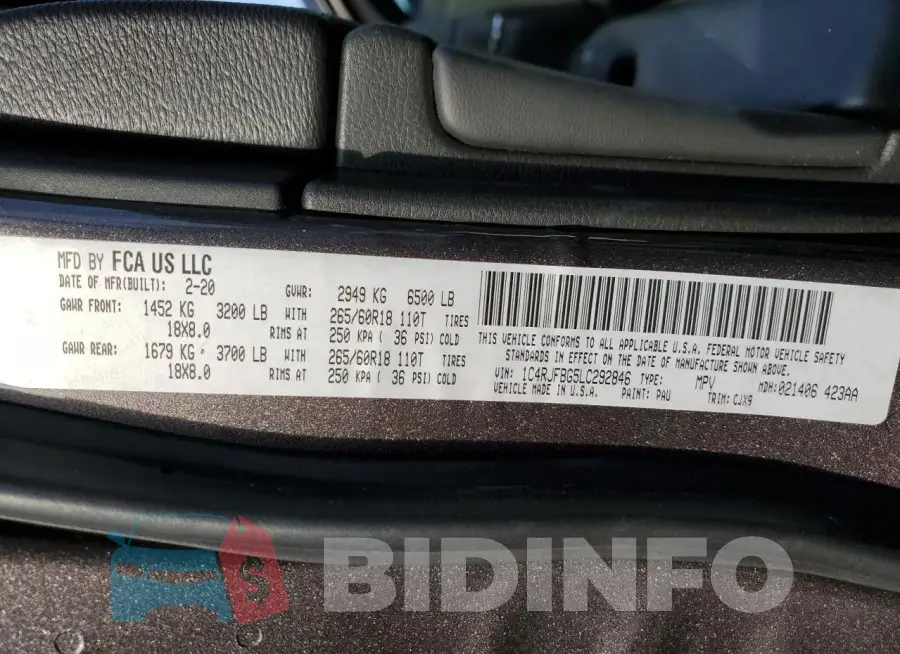 1C4RJFBG5LC292846 Photo# 13