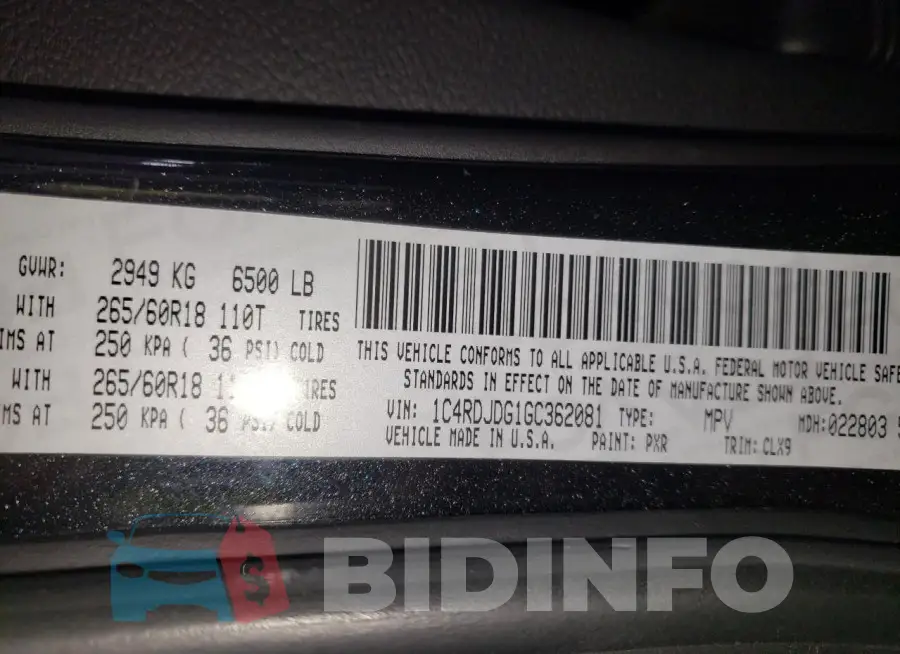 1C4RDJDG1GC362081 Photo# 13