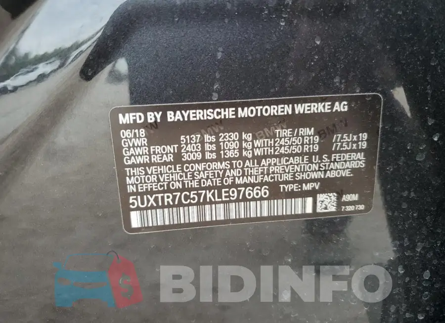 5UXTR7C57KLE97666 Photo# 13
