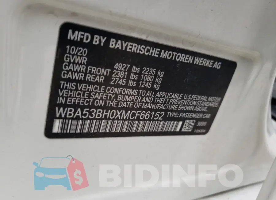 WBA53BH0XMCF66152 Photo# 13