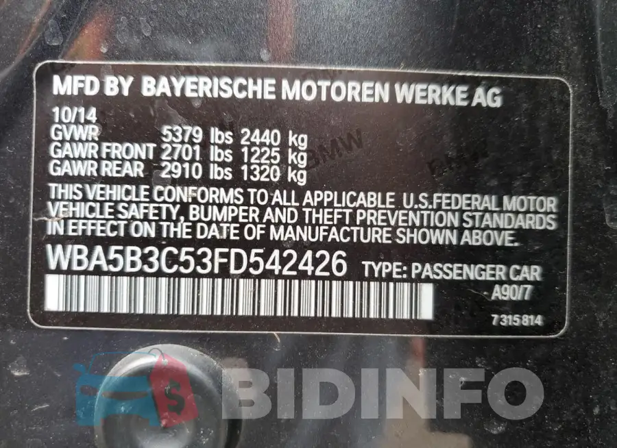 WBA5B3C53FD542426 Photo# 12
