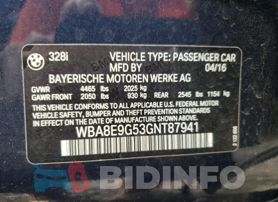 WBA8E9G53GNT87941 Photo# 12