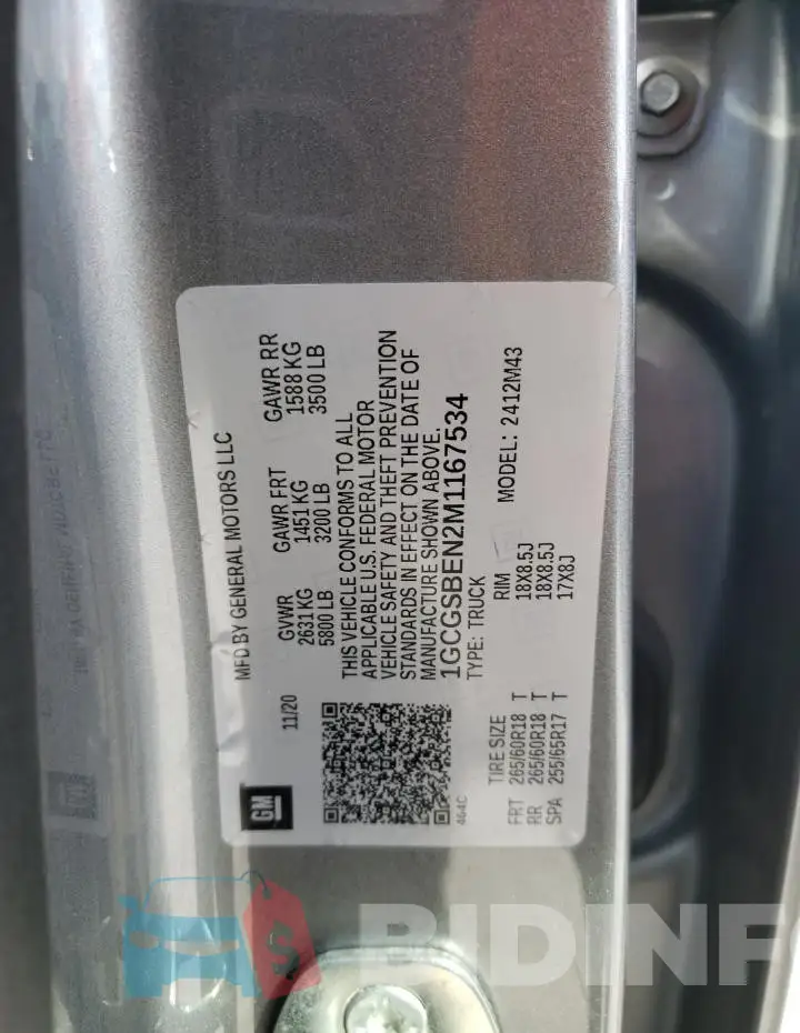 1GCGSBEN2M1167534 Photo# 13