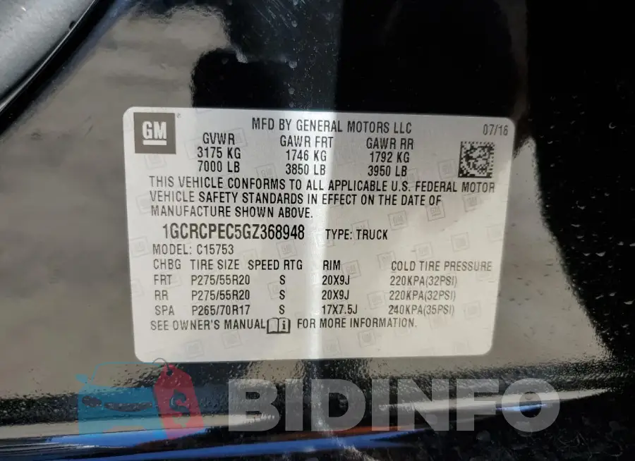 1GCRCPEC5GZ368948 Photo# 12