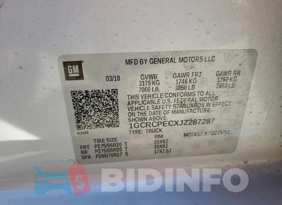1GCRCPECXJZ287287 Photo# 13
