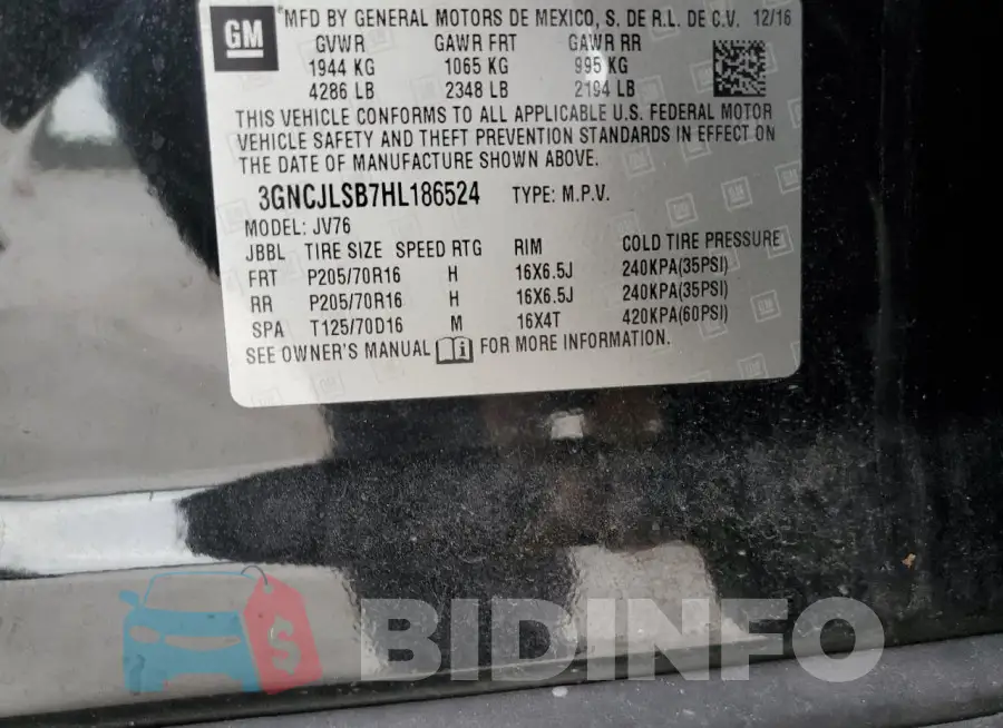 3GNCJLSB7HL186524 Photo# 12