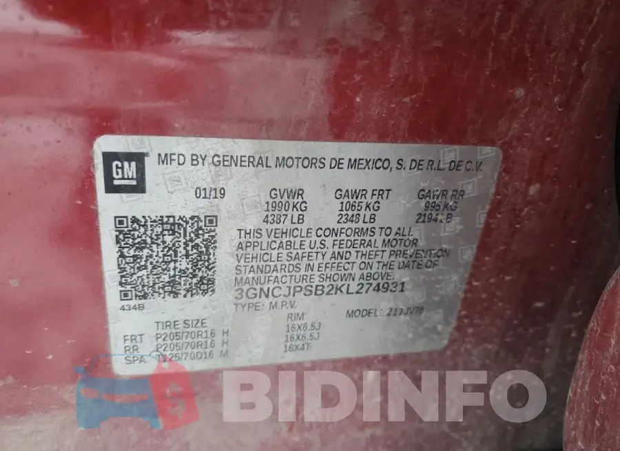 3GNCJPSB2KL274931 Photo# 14