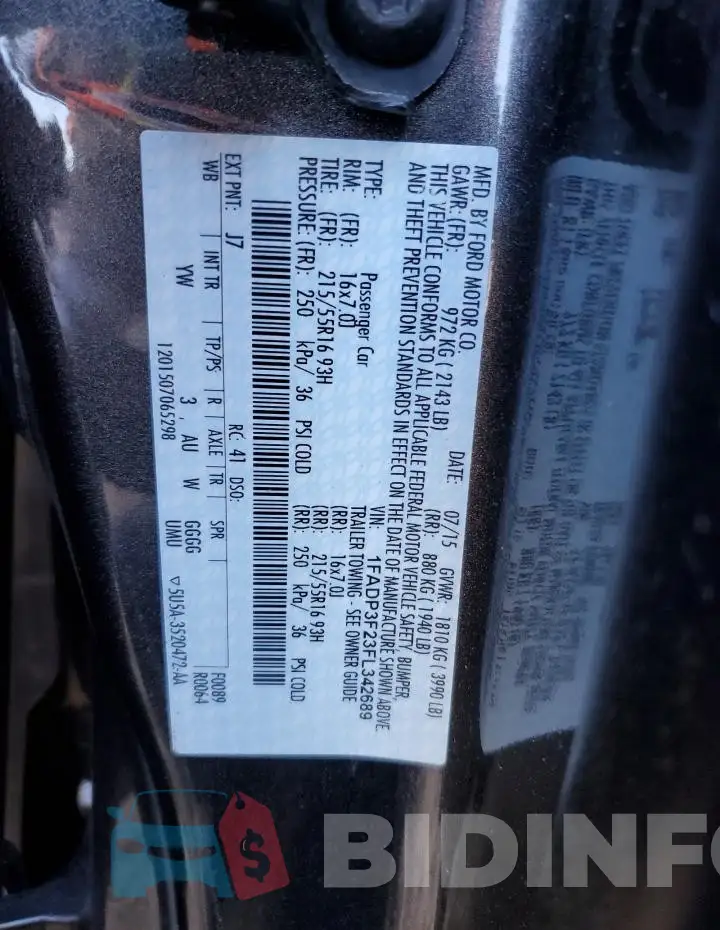 1FADP3F23FL342689 Photo# 13