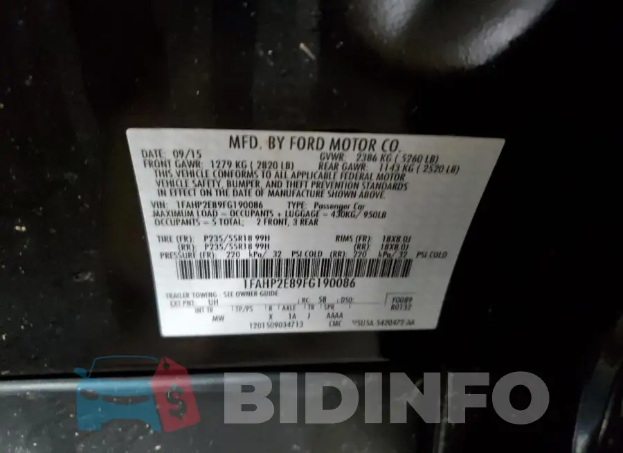 1FAHP2E89FG190086 Photo# 12