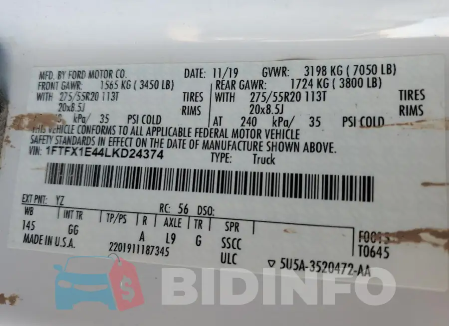1FTFX1E44LKD24374 Photo# 12