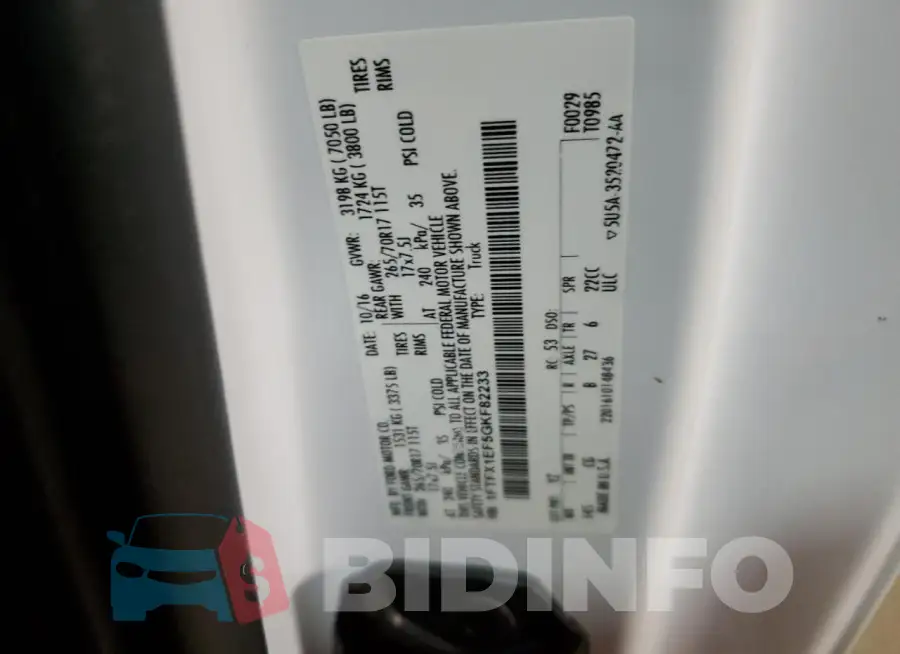 1FTFX1EF5GKF82233 Photo# 12