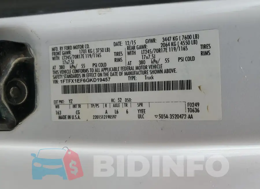 1FTFX1EF6GKD19457 Photo# 12