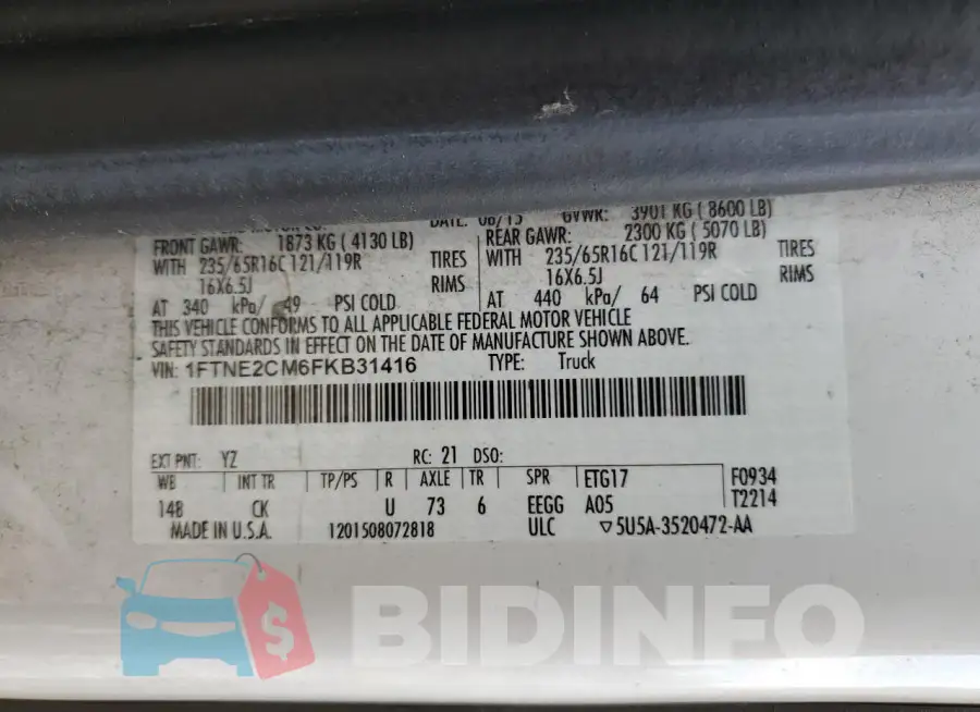 1FTNE2CM6FKB31416 Photo# 13