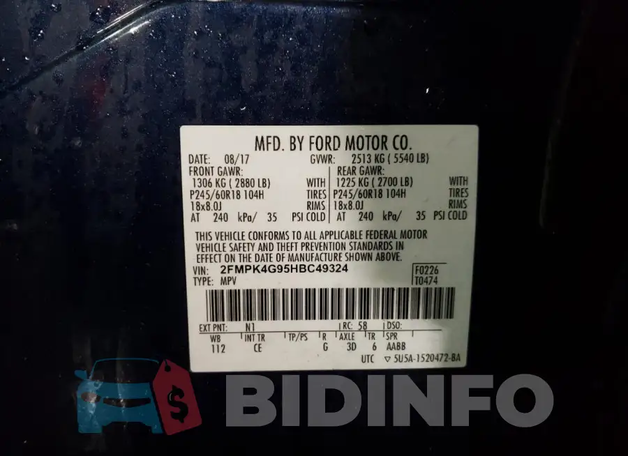 2FMPK4G95HBC49324 Photo# 13