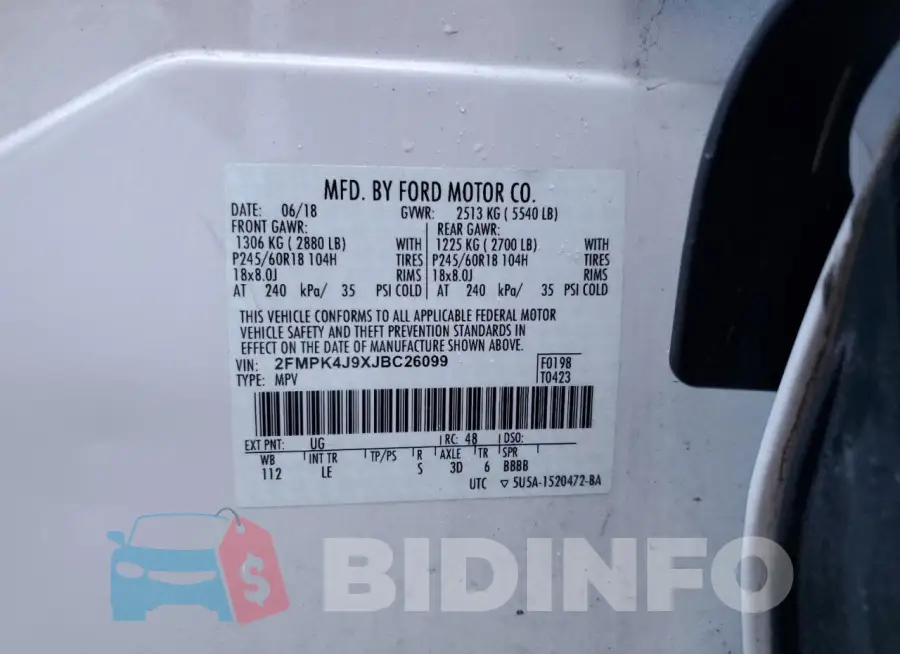 2FMPK4J9XJBC26099 Photo# 13