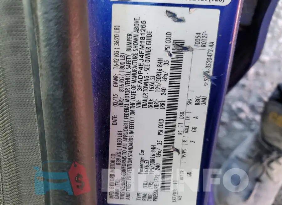 3FADP4EJ4FM181265 Photo# 12